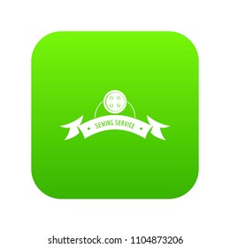 Clothes button round icon green vector isolated on white background