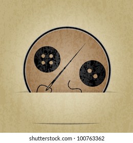 Clothes button set with needle