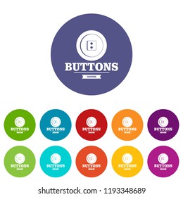 Clothes button textile icons color set vector for any web design on white background