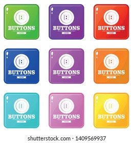 Clothes button textile icons set 9 color collection isolated on white for any design