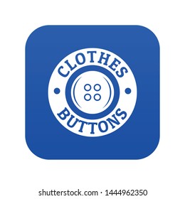 Clothes button vintage icon blue vector isolated on white background