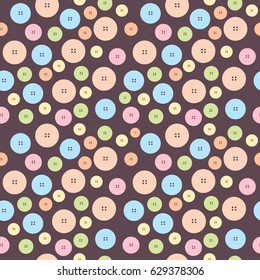 Clothes buttons on the purple background. Flat vector illustration