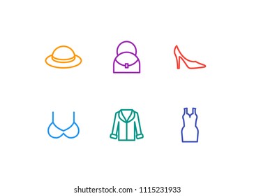 Clothes categories vector icons set
