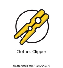 Clothes Clipper Vector Filled Outline Icon Design illustration. Housekeeping Symbol on White background EPS 10 File