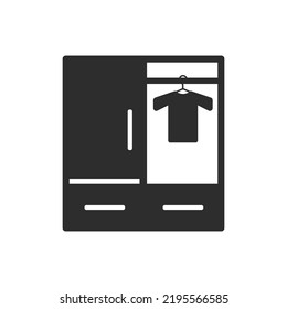 Clothes closet icon. Monochrome black and white symbol