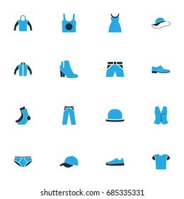 Clothes Colorful Icons Set. Collection Of Sweatshirt, Underwear, Jacket And Other Elements. Also Includes Symbols Such As Woman, Sox, Pants.