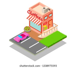 Clothes concept banner. Isometric banner of clothes vector concept for web, giftcard and postcard