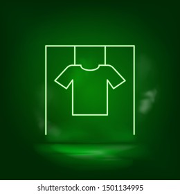 Clothes, cotton shirt, hanged shirt green neon icon - Vector
