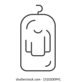 Clothes cover thin line icon, apparel and suit, storage for clothing sign, vector graphics, a linear pattern on a white background, eps 10.