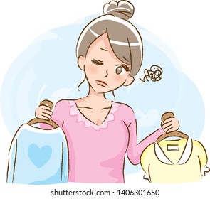 Clothes cut off young woman illustration