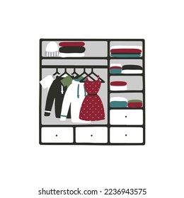 Clothes decluttering vector concept. An organized closet.