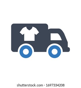 Clothes delivery vector icon on white background