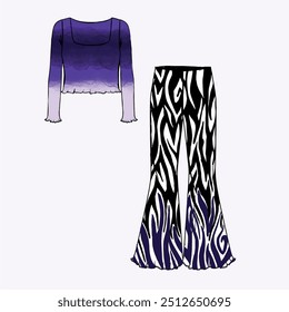 clothes design. blouse and pants design. patterns and more