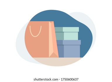 Clothes design elements on various shape background. Vector flat cartoon illustration.