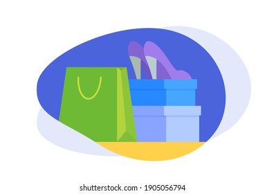 Los elementos de diseño de la ropa en el fondo de varias formas. Ilustración de dibujos animados planos vectores EPS10