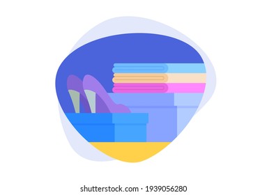 Clothes design elements on various shape background. Vector flat cartoon illustration EPS10