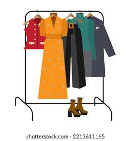 Clothes for display on a hanger. Vector illustration.