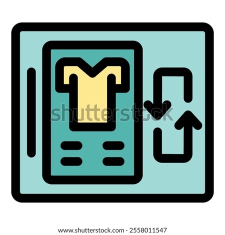 Clothes donation collection point promoting recycling and circular economy, with recycling arrows and garment icon