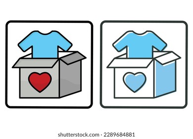 Clothes donation icon illustration. box with clothes. Icon related to charity. Lineal color icon style, two tone. Simple vector design editable