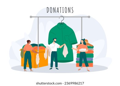 Clothes donation. Vector illustration. Unused clothes be repurposed through donation rather being wasted Clothing donations make positive difference in lives needy The donation box serves as symbol