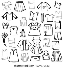 Collection Fashionable Childrens Clothing Vector Illustration Stock ...