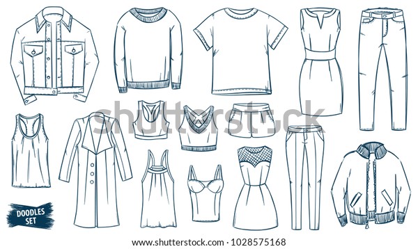 Clothes Doodles Set Fashion Sketch Apparel Stock Vector (Royalty Free ...