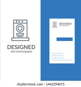 Clothes, Dryer, Furniture, Machine Grey Logo Design and Business Card Template
