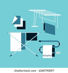 Clothes dryer, towel warmer. Flat design. Vector Icons.