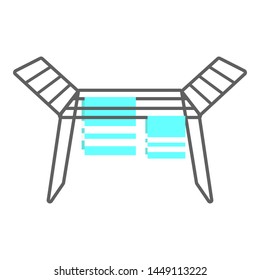 Clothes Dryer. Two Light Blue Towels. Vector Illustration.