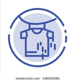 Clothes, Drying, Hanging Blue Dotted Line Line Icon