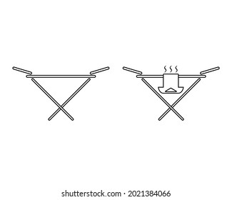 Clothes drying rack. Stand for dryer clothes. Isolated vector illustration on empty background.