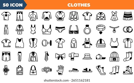 Clothes Duotone Editable Icons set. Vector illustration in modern thin duotone style of clothes icons: T-shirt, Pants, Jacket, Dress, etc