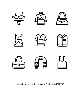 Clothes, fashion, accessories and wear vector line icons for web and mobile design pack 4