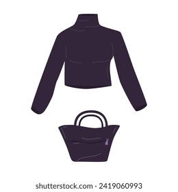Ropa. Moda. chaqueta con bolsa. Ilustración vectorial de estilo moderno.