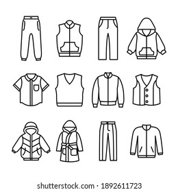 Clothes line icon vector set. Apparel outline - Stock