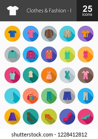 Clothes & Fashion Long Shadow Icons