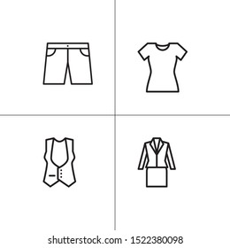 Clothes, fashionable garment lineal icon set