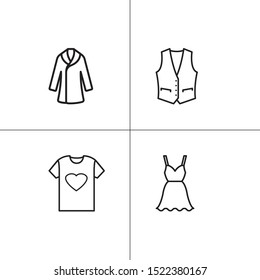 Clothes, fashionable garment lineal icon set