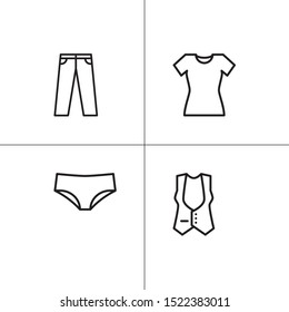 Clothes, fashionable garment lineal icon set