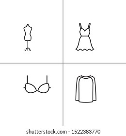 Clothes, fashionable garment lineal icon set