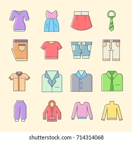 clothes - filled line - vector logo/icon illustration bundle