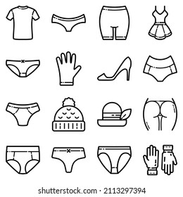 Clothes Flat Icon Set Isolated On White Background
