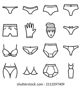 outline silhouette underwear icon set isolated on white background