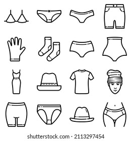 Clothes Flat Icon Set Isolated On White Background