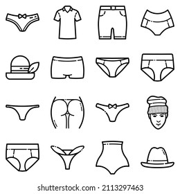 Clothes Flat Icon Set Isolated On White Background