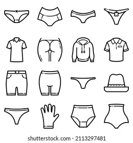 Clothes Flat Icon Set Isolated On White Background
