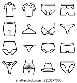 Clothes Flat Icon Set Isolated On White Background