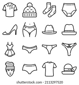 Clothes Flat Icon Set Isolated On White Background