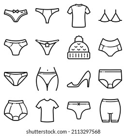 Clothes Flat Icon Set Isolated On White Background