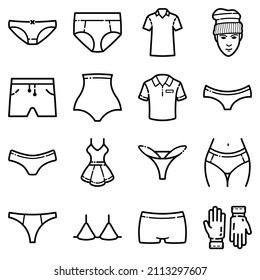 Clothes Flat Icon Set Isolated On White Background